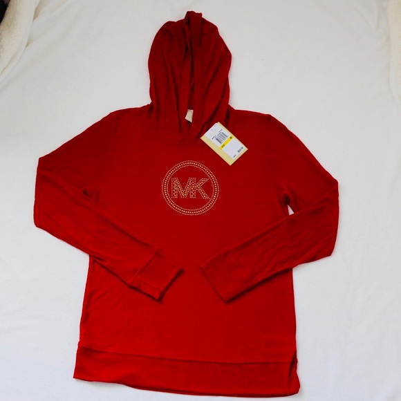 Michael Kors Hooded Long Sleeve Studded Logo Top - Picture 5 of 5